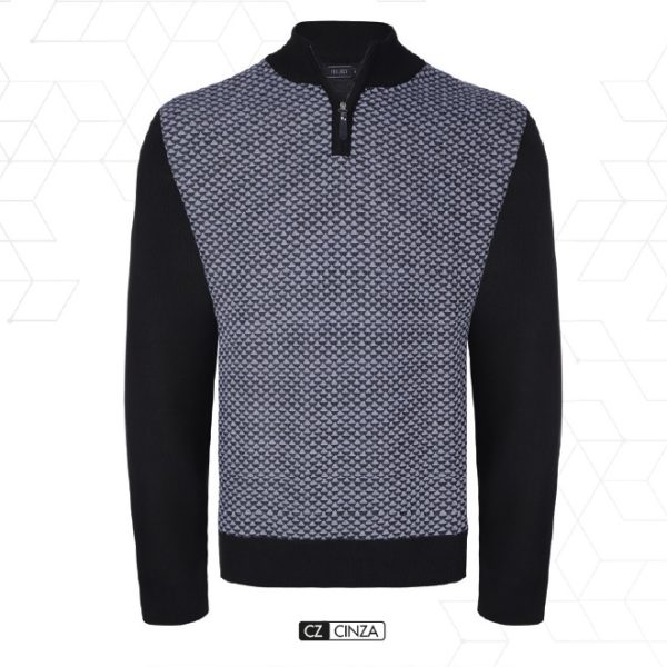 Suéter Tricot Gola Alta Com Zíper