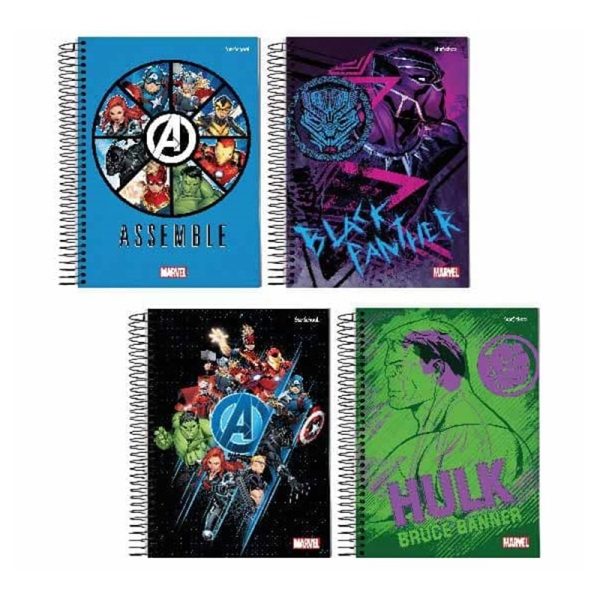 Caderno Universitário Capa Dura 20 Matérias Avengers 320 Folhas